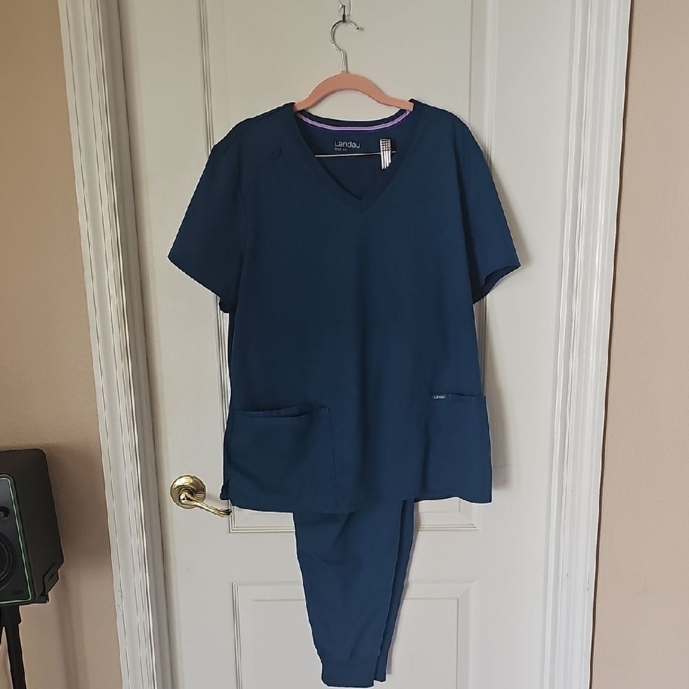 Landau Blue Pajama Set Soft Cotton Blend
